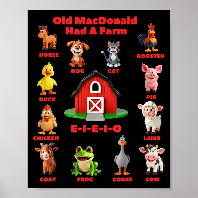 Affiche Enfants Tout-petits Old Macdonald Avait Une Ferme  (Devant)