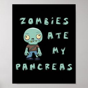 Affiche Enfants Type 1 Diabète Halloween - Zombies Ate Pan