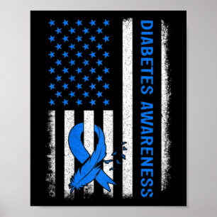 Affiche Enfants Type 1 Sensibilisation au diabète Drapeau