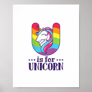 Affiche Enfants U Est Pour Unicorn Alphabet T-Shirt