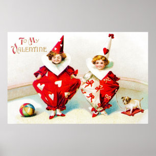 Affiche Enfants Valentine d'Ellen H. Clapsaddle Pierrot