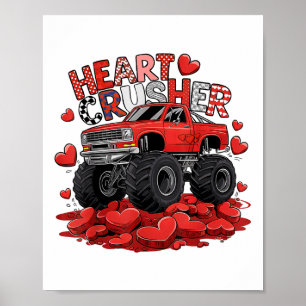 Affiche Enfants Valentines Jour Monster Truck Boys Toddler