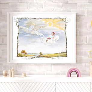 Affiche Enfants vintage chevauchant des chevaux volants da