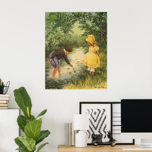 Affiche Enfants vintages, garçons et filles Jouer par Cree