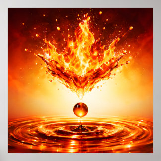 Affiche Enfer Flamme Liquide Éclaboussure