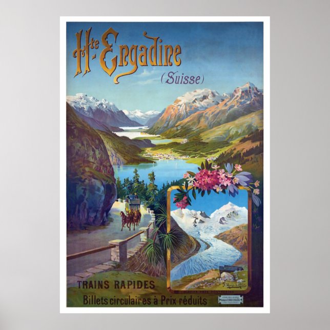 Affiche Engadine, Paysage d'été, Suisse (Devant)