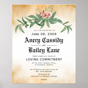 Affiche Engagement d'amour ♥ Certificat Mariage