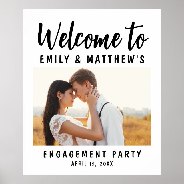 Affiche Engagement Party Modern Photo Welcome (Devant)