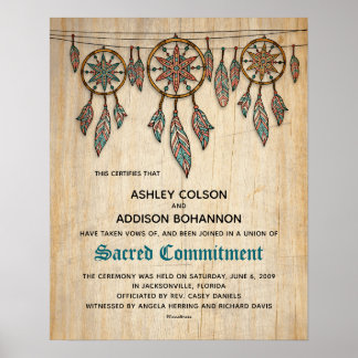 Affiche "Engagement sacré" Boho Rustic WeddingCertificat
