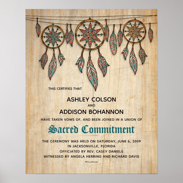Affiche "Engagement sacré" Boho Rustic WeddingCertificat (Devant)