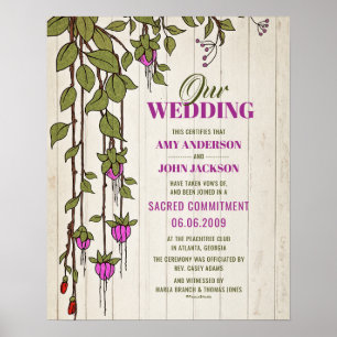 Affiche "Engagement sacré" Certificat de Mariage Boho Vine