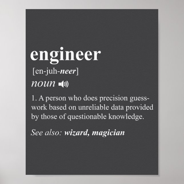 Affiche Engineer Definition Funny Engineering Mechanical C (Devant)