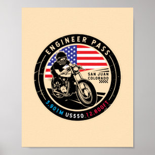 Affiche Engineer Pass Colorado Motorcycle
