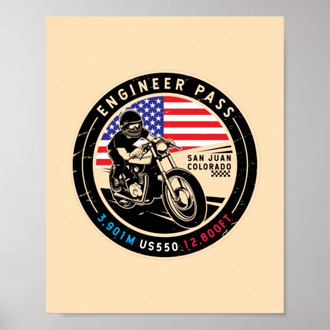 Affiche Engineer Pass Colorado Motorcycle (Devant)
