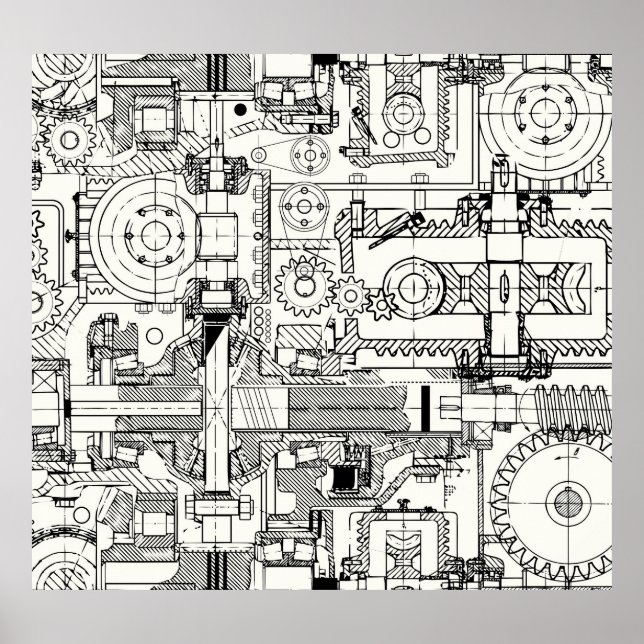 Affiche Engins de ver : Machines Techniques Simples. (Devant)