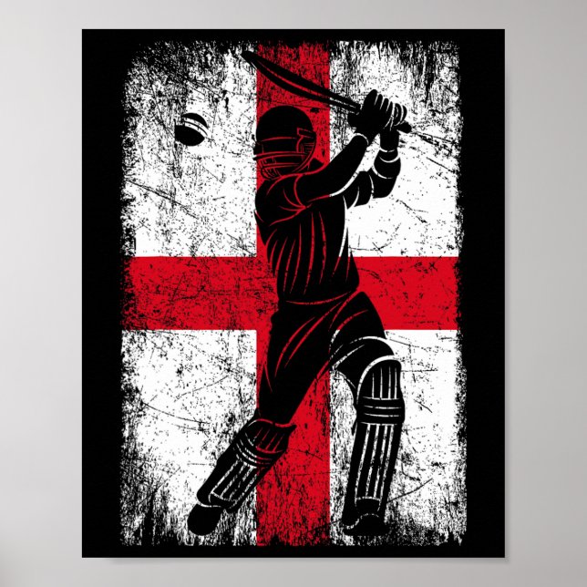 Affiche England Flag Cricket Jersey Fan Player Coach  (Devant)