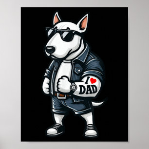 Affiche English Bull Terrier I Love Papa Funny Chien Tatto