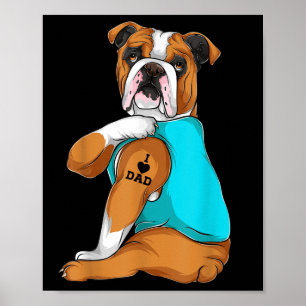 Affiche English Bulldog I Love Dad Tattoo Apparel, Dog Dad