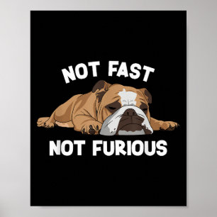 Affiche English Bulldog Sleeping Not Fast Not Furious Funn