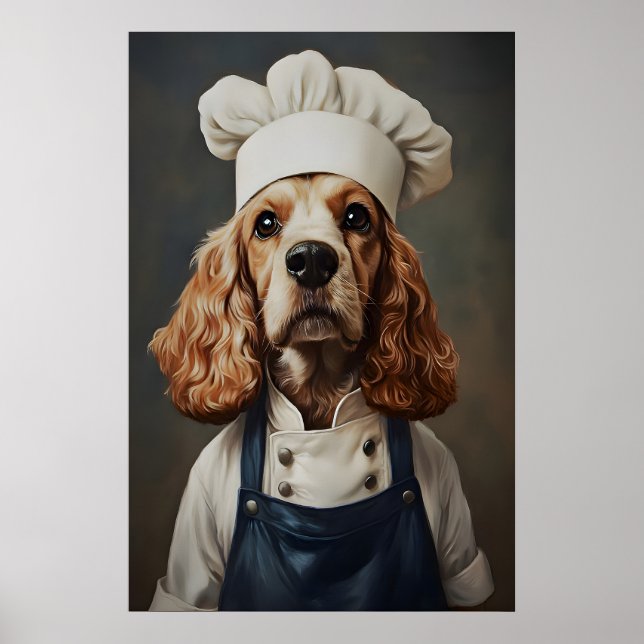 Affiche English Cocker Spaniel In Chefs Hat Poster, Pet (Devant)