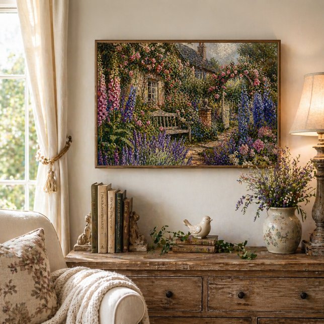 Affiche English Cottage Garden Romantic Floral (Créateur téléchargé)
