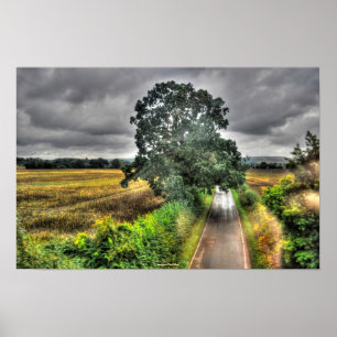 Affiche English Country Road Landscape HDR Photo Imprimer
