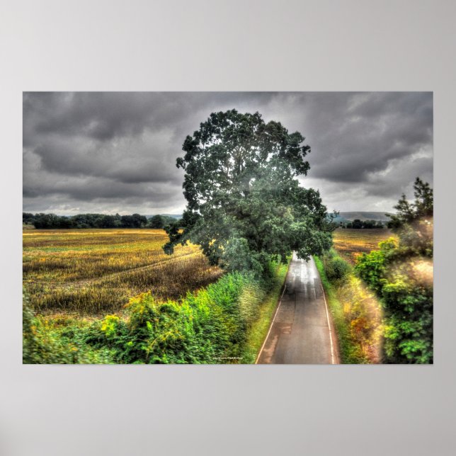 Affiche English Country Road Landscape HDR Photo Imprimer (Devant)