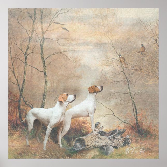 Affiche English Pointer chasse les faisans (Devant)