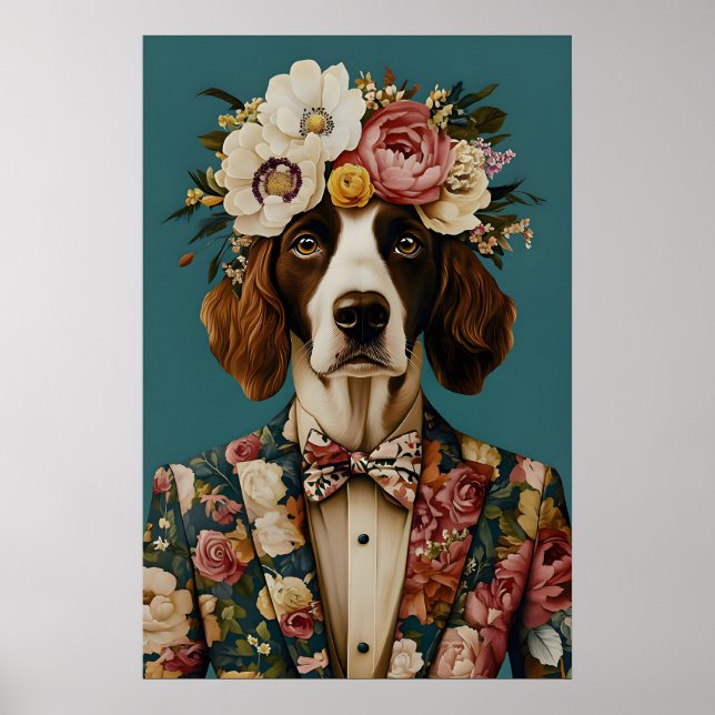 Affiche English Springer Spaniel In Suit Poster, Springer (Devant)