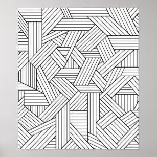 Posters Affiches Motif Geometrique Noir Et Blanc Zazzle Fr