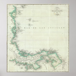 Affiche Engraved Map of Panama