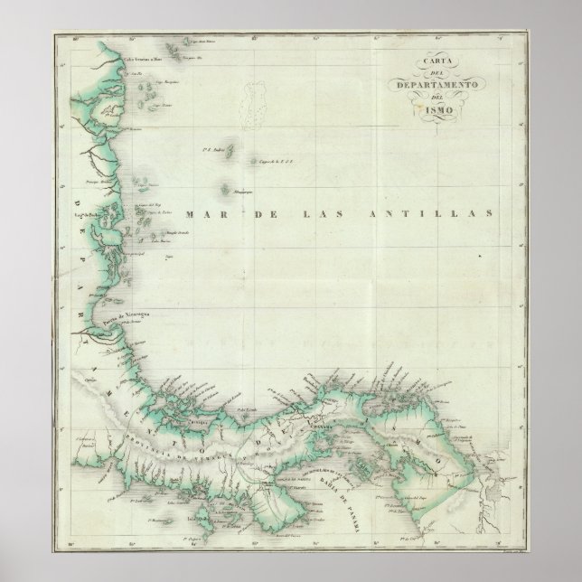Affiche Engraved Map of Panama (Devant)