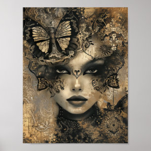 Affiche Enigmatic Elegance : Whispers à papillon et Vintag