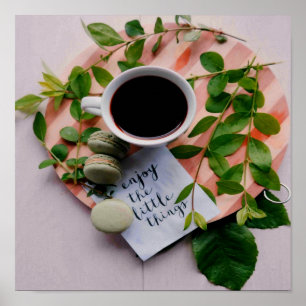 Affiche Enjoy The Little Things Coffee Cookies Peace