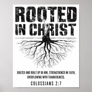 Affiche Enraciné dans Christ Verset Biblique Chrétien Nge 