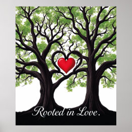 Affiche Enraciné dans l'amour arbre du coeur Art symboliqu