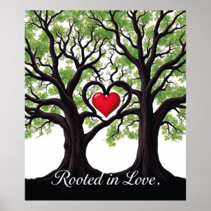 Affiche Enraciné dans l'amour arbre du coeur Art symboliqu