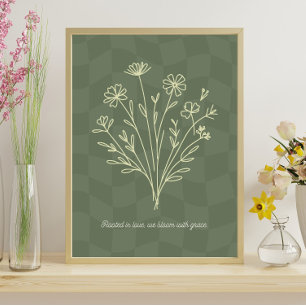 Affiche Enraciné dans l'amour, fleurit avec grâce