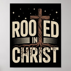 Affiche Enracinée dans le Christ Jésus Croix foi chrétienn