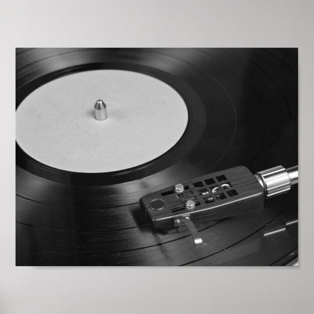 Affiche Enregistrement de vinyle jouant sur platine (Devant)