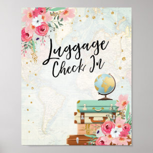 Affiche Enregistrement des bagages Connexion Voyage Douche