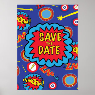 Affiche Enregistrer la date Comic Heroes