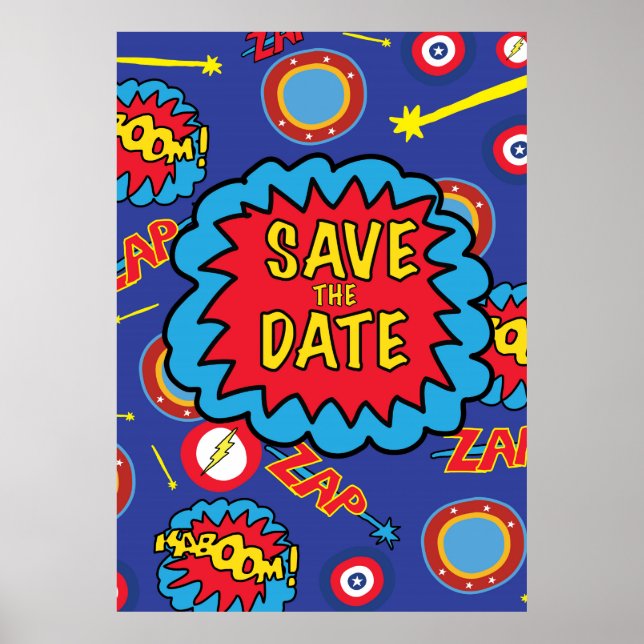 Affiche Enregistrer la date Comic Heroes (Devant)