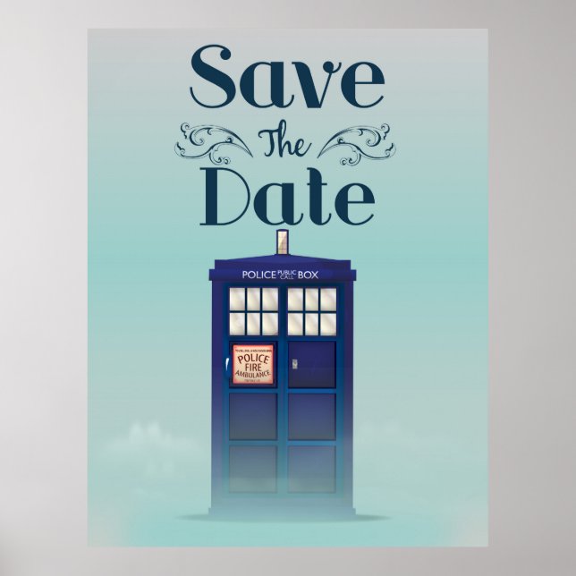 Affiche Enregistrer la date Police britannique boîte (Devant)