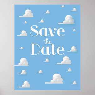 Affiche Enregistrer la date vintage ciel et nuages invitat