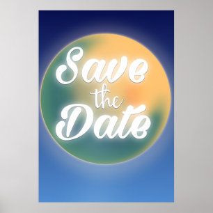 Affiche Enregistrer la lune magique de la date