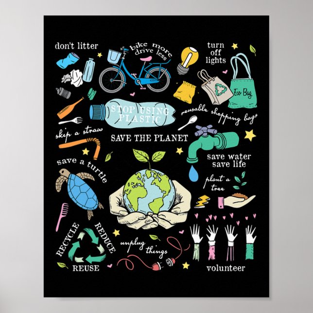 Affiche Enregistrer La Planète Réduire Réutiliser Le Jour  (Devant)