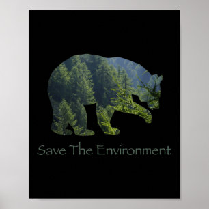 Affiche Enregistrer l'environnement Ours Silhouette De l'e