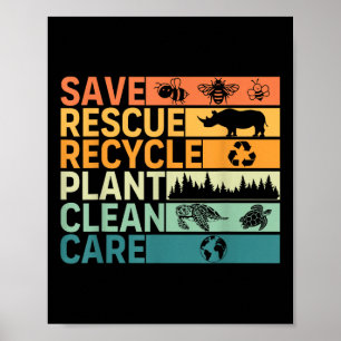 Affiche Enregistrer Secourir Recycle Plante Nettoyage Jour