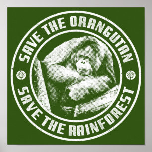 AFFICHE ENREGISTREZ L'ORANGUTAN ENREGISTREZ LA FORÊT DE PL